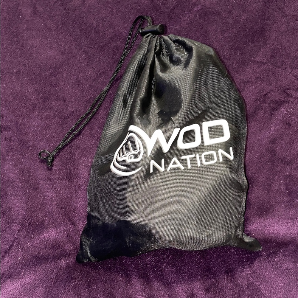 WOD Nation Black Jumprope with additional replacement rope in drawstring bag